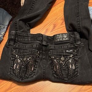 Miss Me Black Boot Cut Jeans with Embellished Pockets